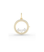 Diamond Circle Glass Locket Charm Gold