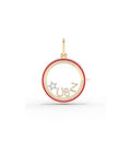 Enamel Circle Glass Locket Charm Gold