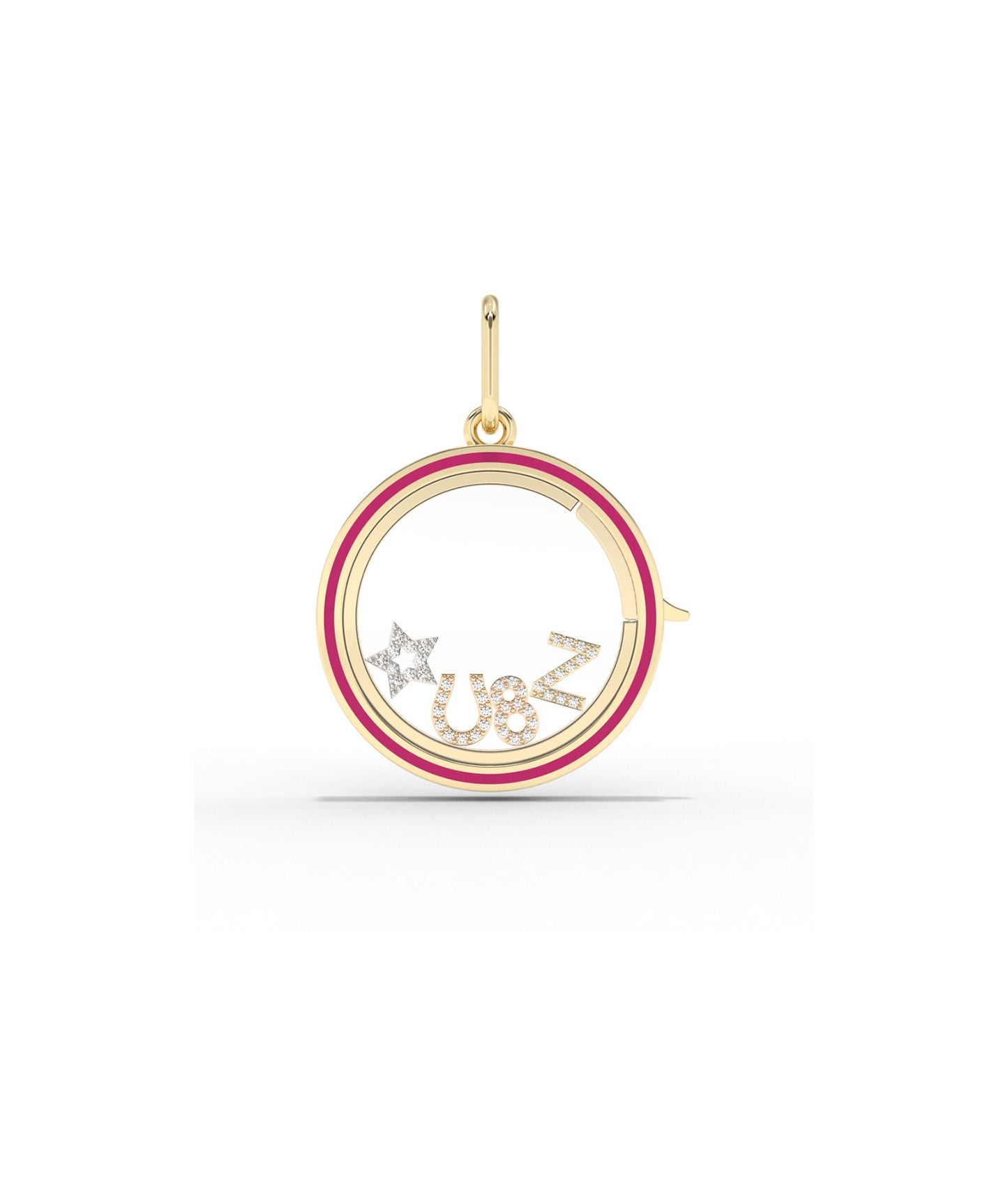 Enamel Circle Glass Locket Charm Gold