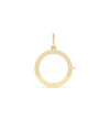 Solid gold circle glass locket charm front view in yellow gold classic round