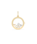 Solid Gold Circle Glass Locket Charm