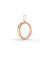 Side view enamel circle glass locket charm showing circular shape and latch detail