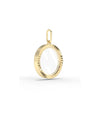 Side profile fluted circle glass locket charm showing textured detail and latch