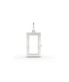 White gold box glass locket charm with transparent glass panel design