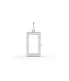 White gold diamond box glass locket charm with sparkling rectangular border