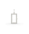 White gold fluted box glass locket charm with architectural fluted detailing