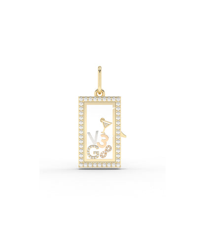 Diamond Box Glass Locket Charm Gold