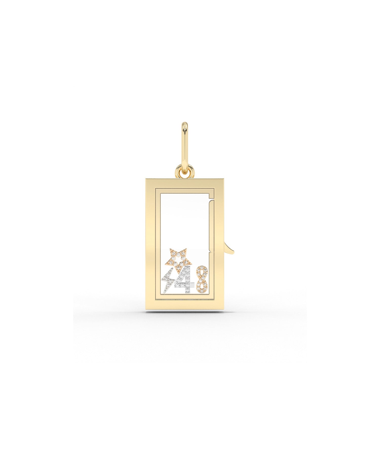 Box Glass Locket Charm Solid Gold