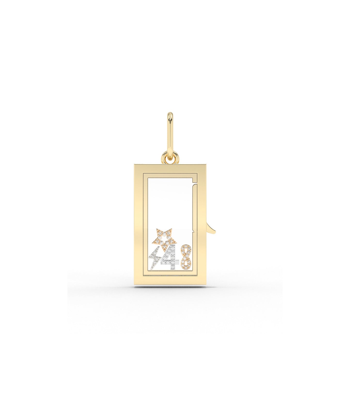 Box Glass Locket Charm Solid Gold