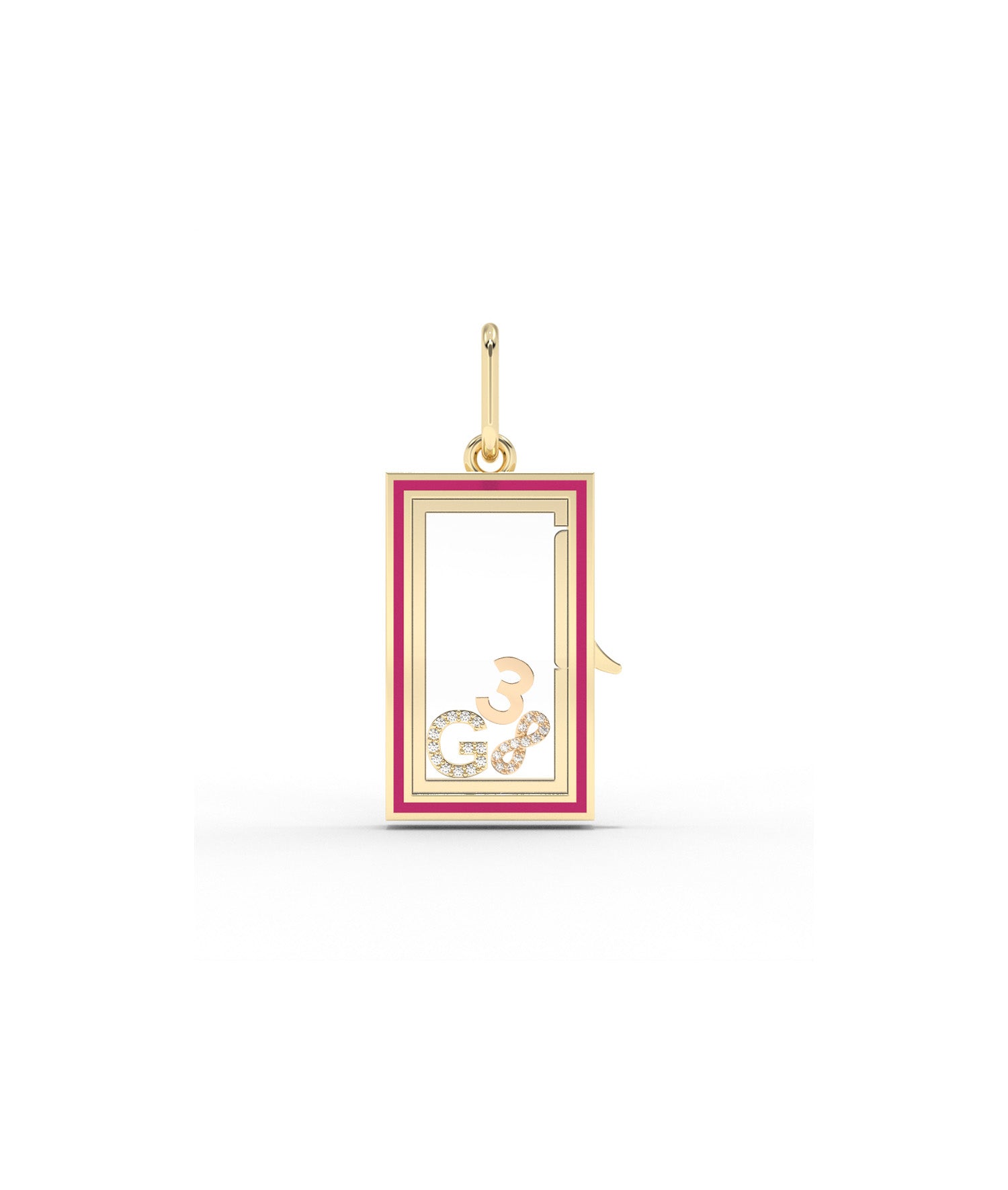 Enamel Box Glass Locket Charm Gold