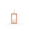 Enamel Box Glass Locket Charm Gold