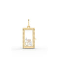 Fluted Box Glass Locket Charm Gold
