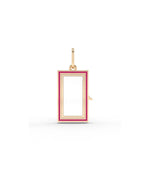 Rose gold enamel box glass locket charm modern box design with color contrast