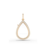 Rose gold diamond pear shape glass locket charm elegant teardrop with diamonds