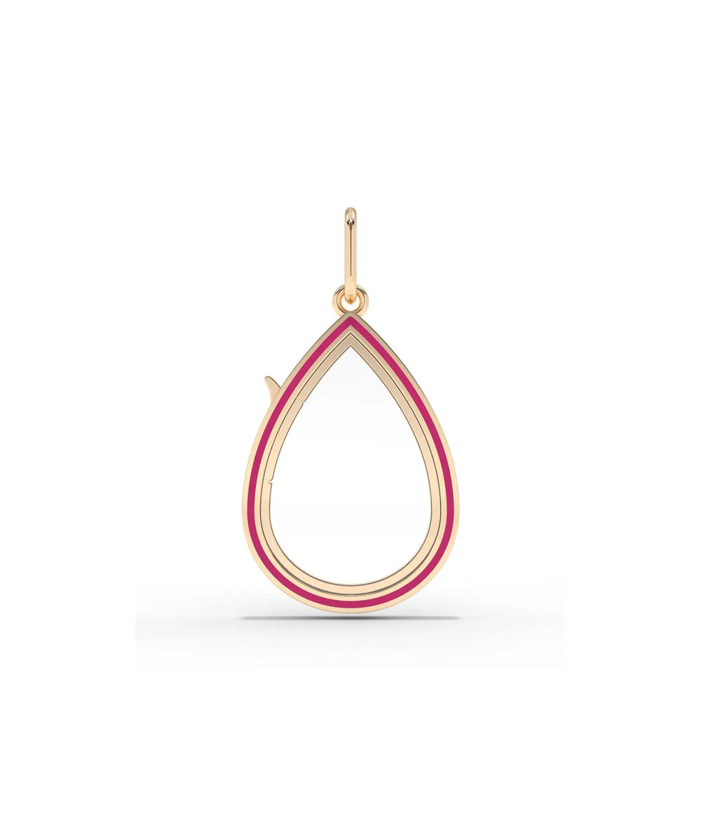 Rose gold enamel pear shape glass locket charm showing artistic color contrast