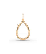 Rose gold fluted pear shape glass locket charm elegant teardrop design