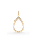 Rose gold solid gold pear shape glass locket charm teardrop silhouette
