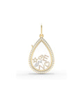 Diamond Pear Shape Glass Locket Charm Gold