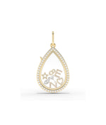 Diamond Pear Shape Glass Locket Charm Gold