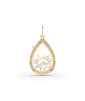 Fluted Pear Shape Glass Locket Charm Gold