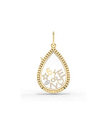 Fluted Pear Shape Glass Locket Charm Gold