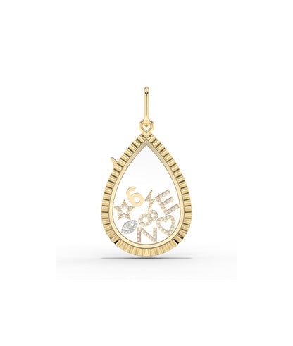 Fluted Pear Shape Glass Locket Charm Gold