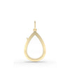 Solid gold pear shape glass locket charm front view in yellow gold finish