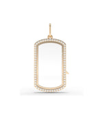Rose gold diamond glass locket charm with brilliant diamond setting