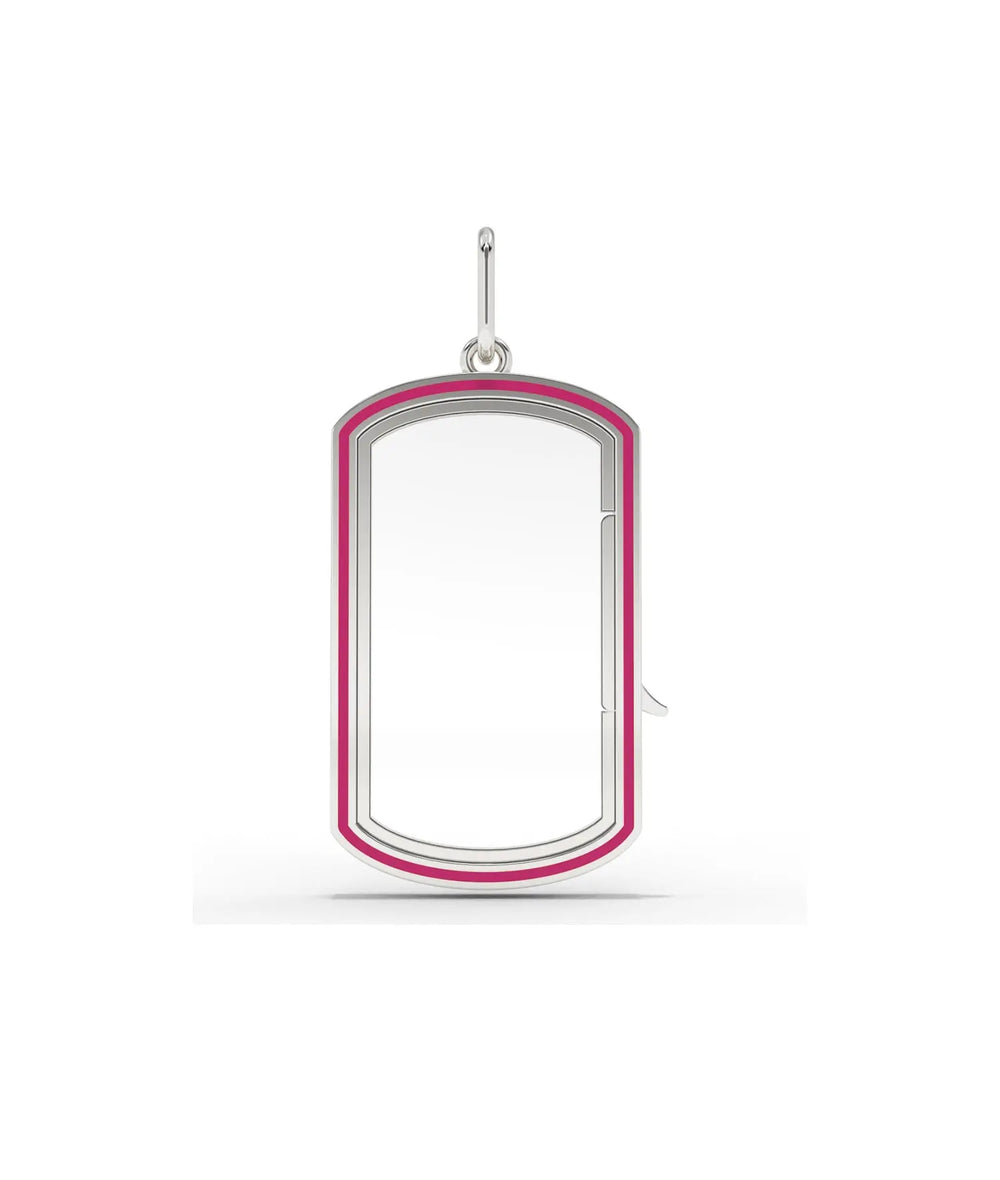 Gold enamel locket 20x12mm worn on chain necklace colorful artistic styling display