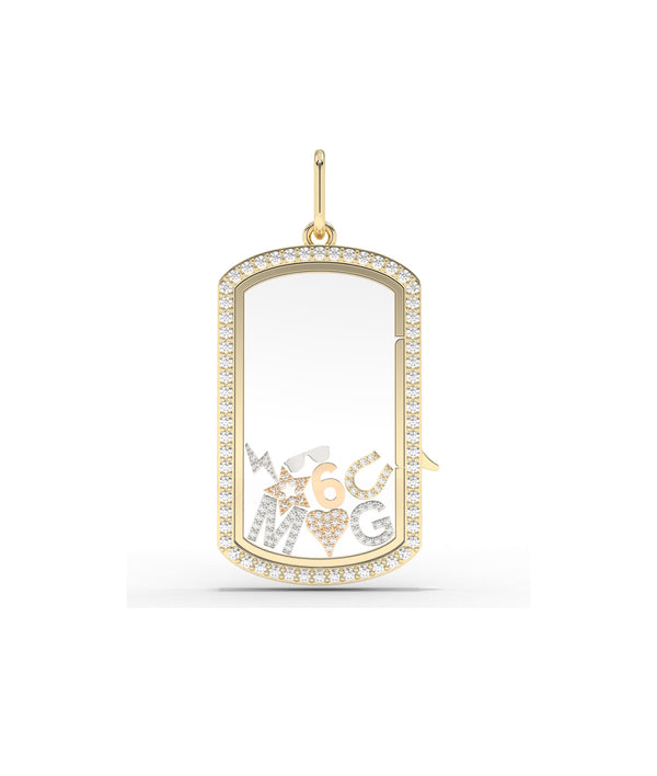 Diamond Glass Locket Charm with Opening Latch