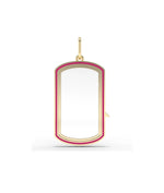 Enamel Glass Locket Charm 20x12mm oval shape with colorful enamel accents solid gold