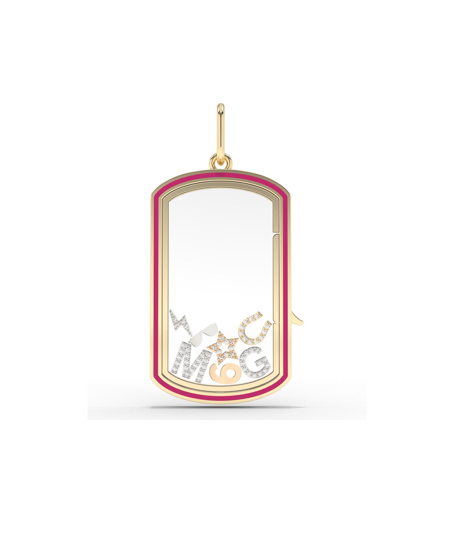 Gold & Enamel Glass Locket Charm