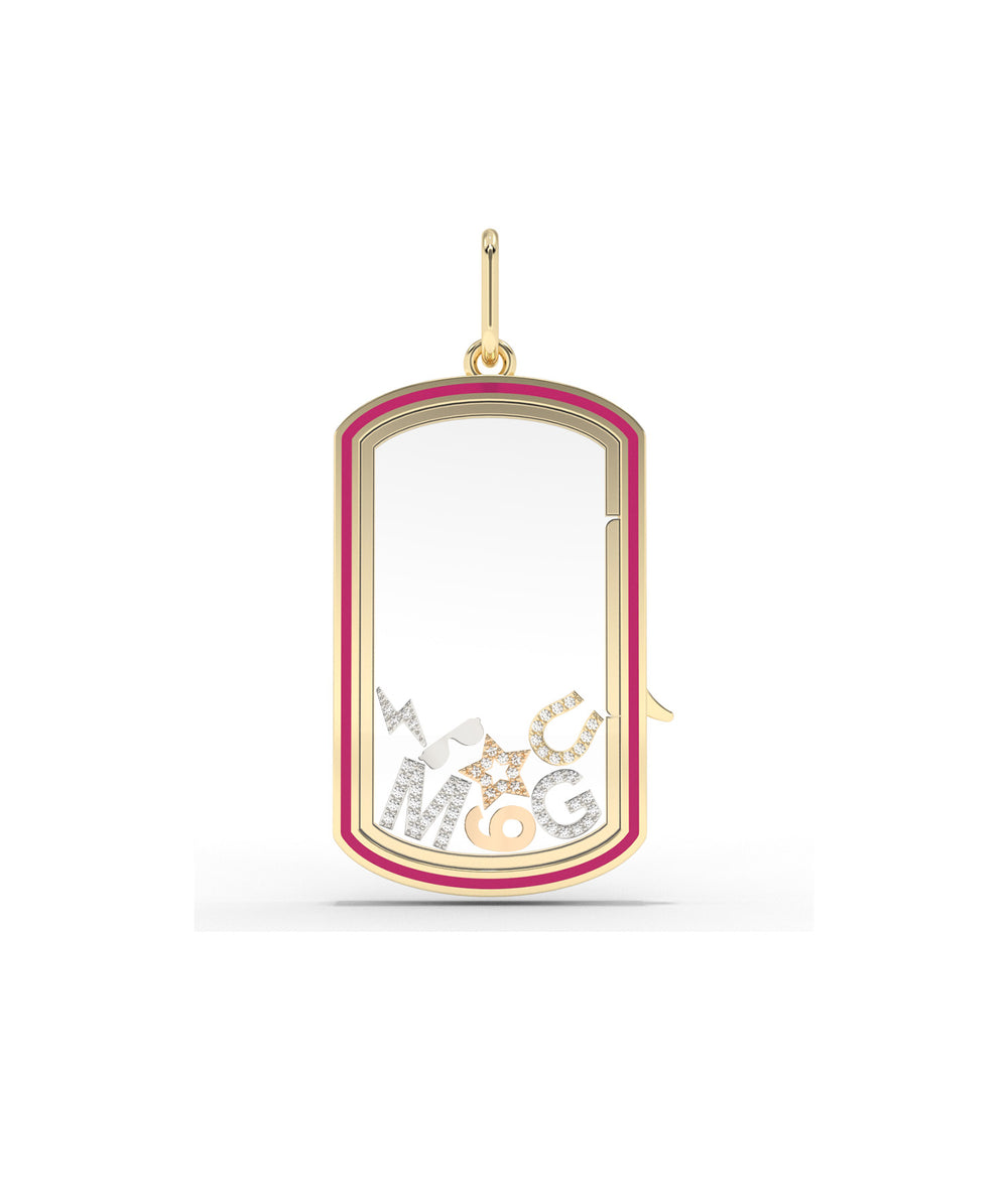 Gold & Enamel Glass Locket Charm