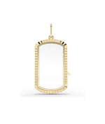 Fluted Glass Locket Charm 20x12mm oval shape with fluted texture solid gold front view