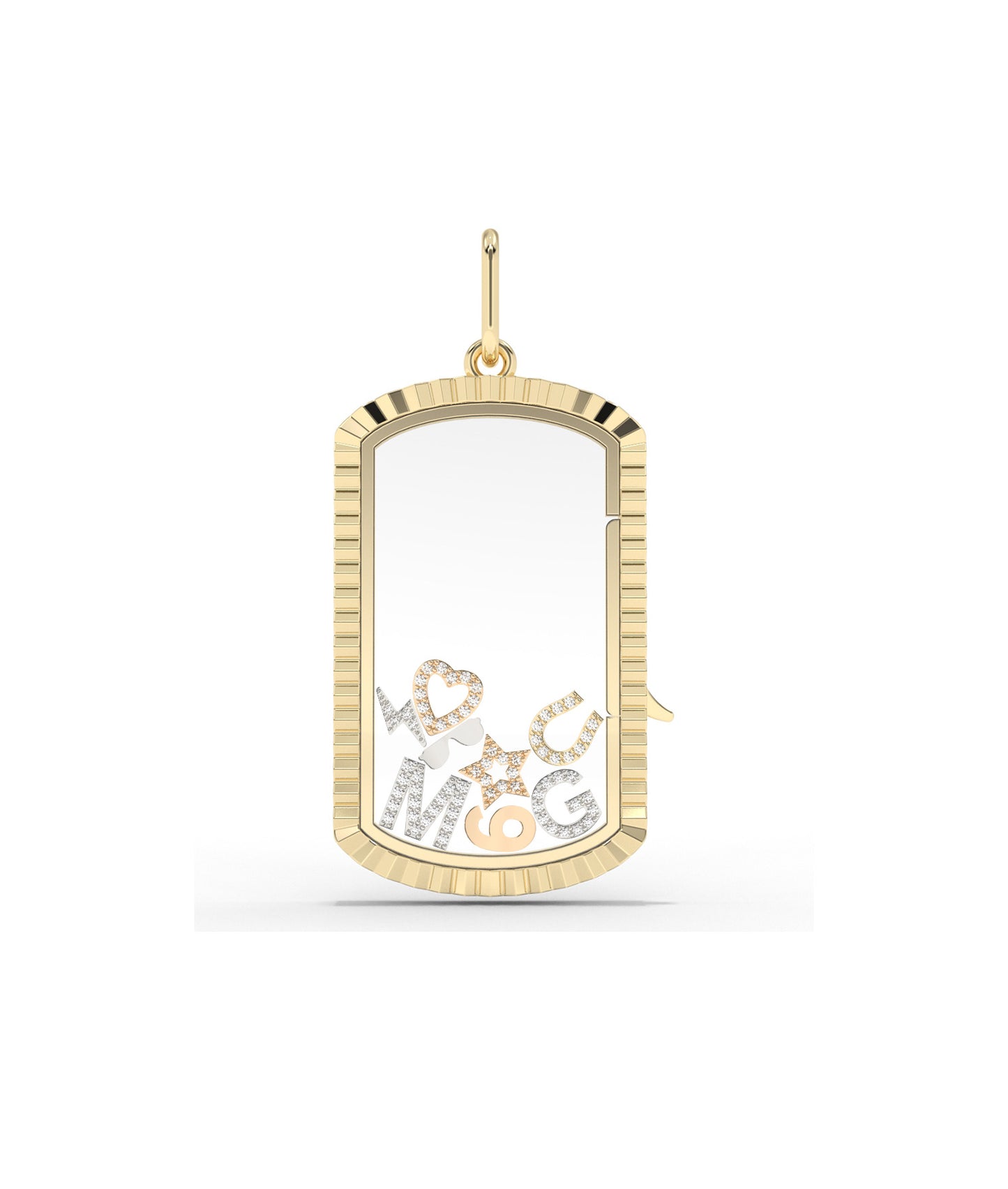 Fluted Glass Locket Charm Gold