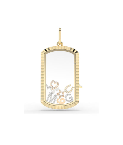 Fluted Glass Locket Charm Gold