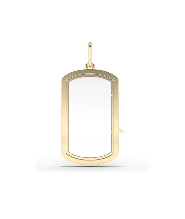 Solid Gold Glass Locket Charm 20x12mm oval shape pure gold classic design front view alternate view