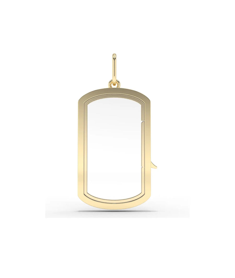 Solid Gold Glass Locket Charm 20x12mm oval shape pure gold classic design front view