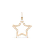 Star shaped glass locket 25mm diamond settings gold frame closeup showing brilliant detail