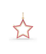 Enamel Star Glass Locket Charm open showing interior glass panels and latch mechanism