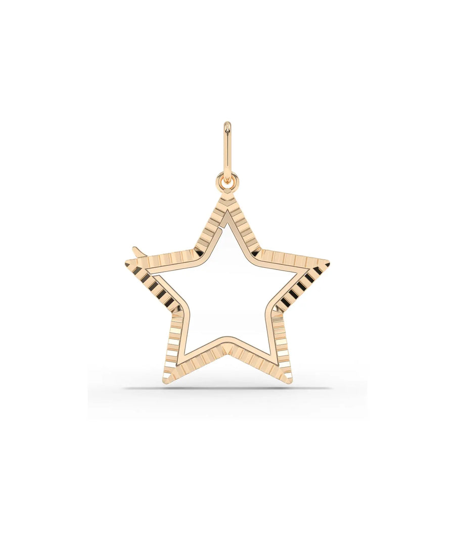 Fluted Star Glass Locket Charm open showing interior glass panels and latch mechanism