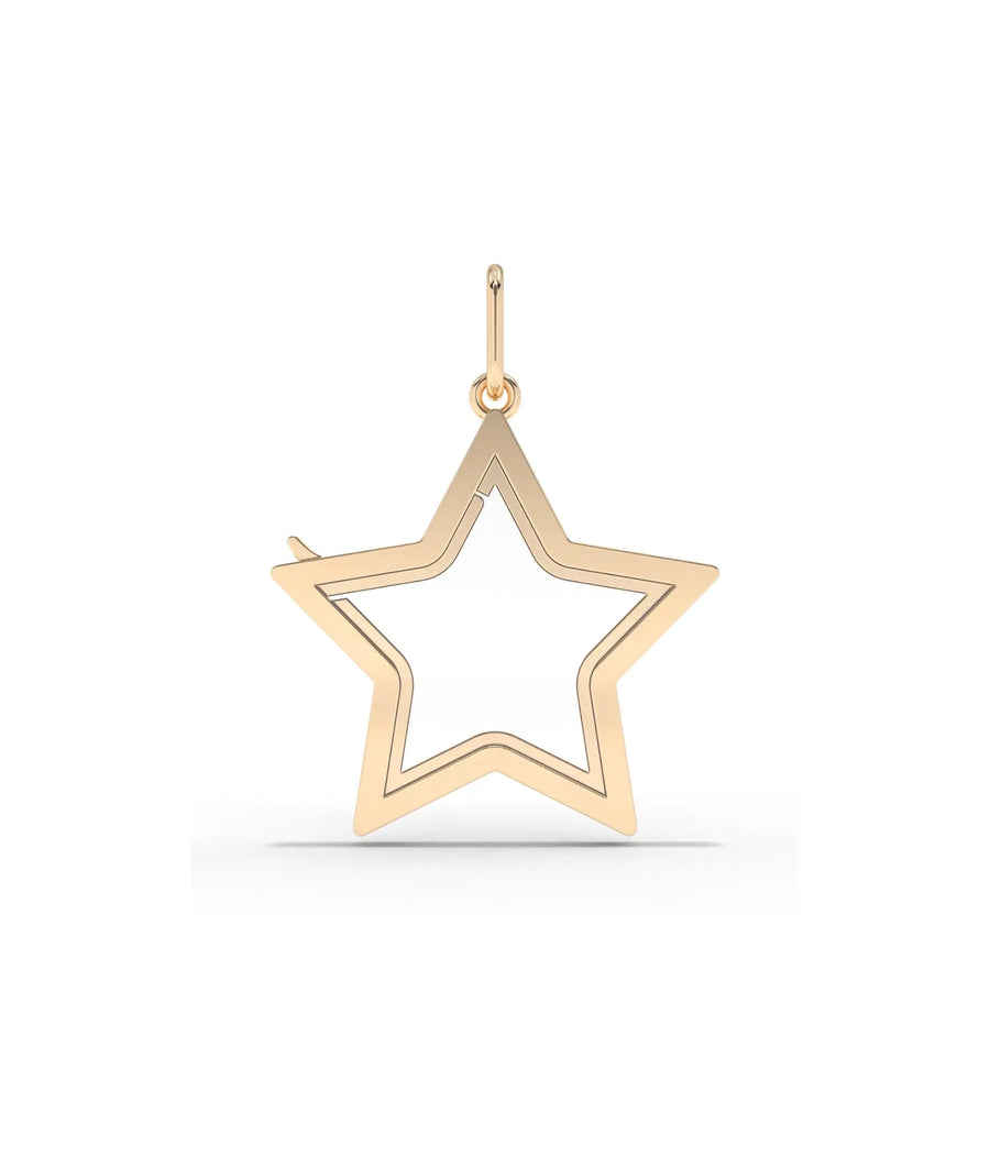 Solid Gold Star Glass Locket Charm Pendant 79e | Everyday 14K Gold Jewelry