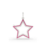 Gold enamel star locket 25mm worn on chain necklace colorful statement piece display