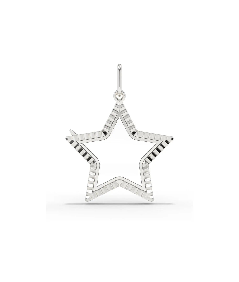 Gold fluted star locket 25mm worn on chain necklace statement piece elegant display