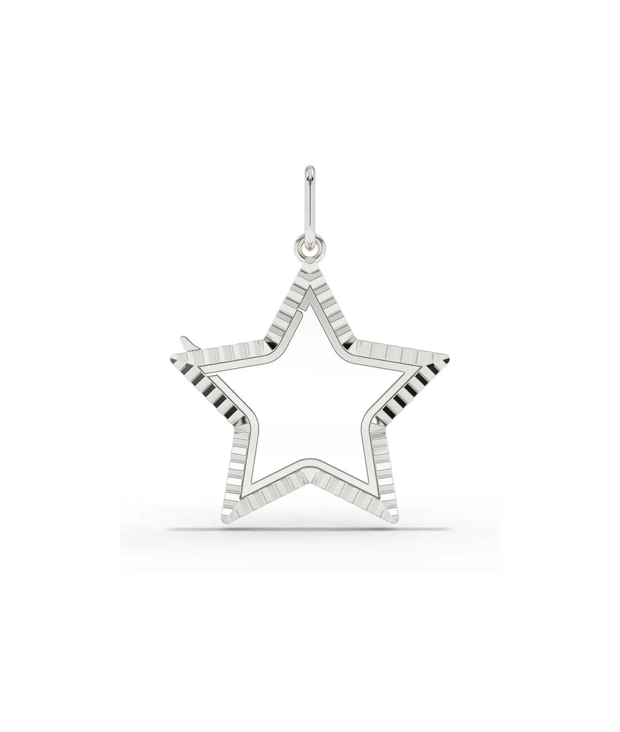 Gold fluted star locket 25mm worn on chain necklace statement piece elegant display
