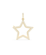 Diamond Star Glass Locket Charm 25mm solid gold star with diamond accents sparkling front