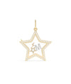 Diamond Star Glass Locket Charm Gold 25mm Memory