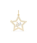Diamond Star Glass Locket Charm Gold 25mm Memory