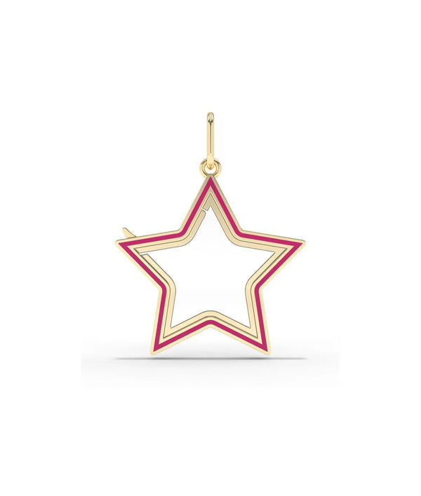 Enamel Star Glass Locket Charm 25mm solid gold star shape with colorful enamel accents alternate view