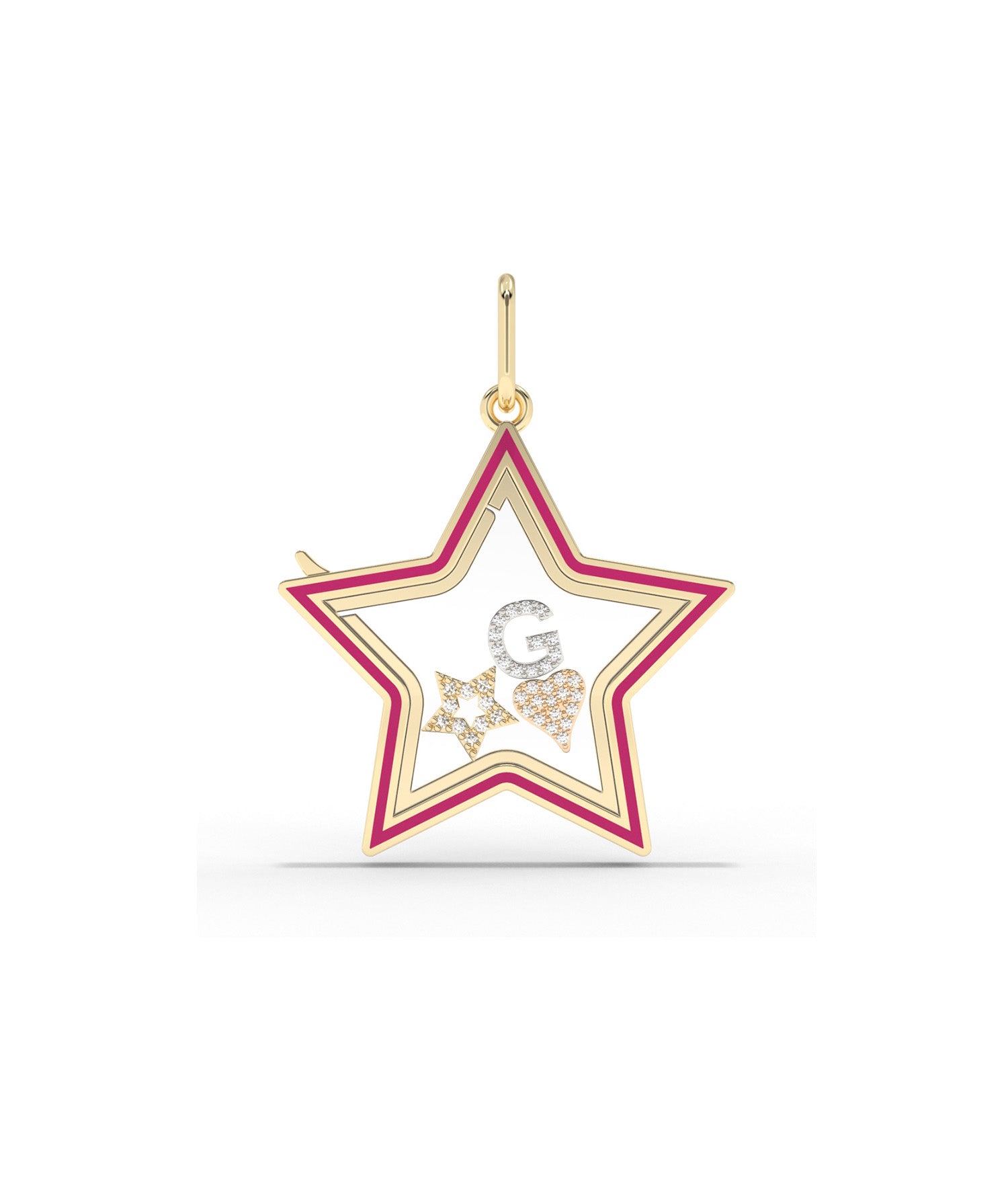 Enamel Star Glass Locket Charm Gold 25mm Memory